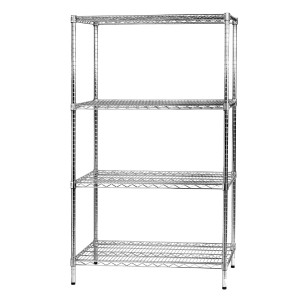 SCAFFALE 4 RIPIANI IN ACCIAIO CROMATO 60X90CM - H160CM ARCHIMEDE KIT ROBUSTO COD. 4X609016