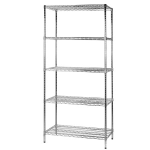 SCAFFALE 5 RIPIANI IN ACCIAIO CROMATO 60X90CM - H200CM ARCHIMEDE KIT ROBUSTO COD. 5X609020