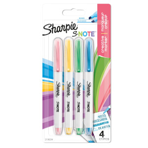 ASTUCCIO 4 PENNARELLI PUNTA SCALPELLO S-NOTE COLORI ASSORTITI SHARPIE COD. 2138234