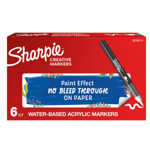 MARCATORE ACRILICO CREATIVE MARKER PUNTA PENNELLO BIANCO SHARPIE COD. 2218111 CONFEZIONE DA 6