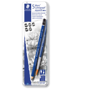 ASTUCCIO METALLO 5 MATITE+PENNELLO MARSÂ® LUMOGRAPHÂ® ACQUERELL. 3 GRAD.STAEDTLER COD. 100A G6