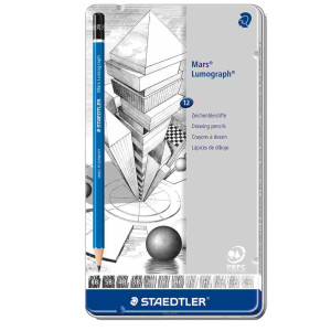 ASTUCCIO METALLO 12 MATITE GRAFITE MARSÂ® LUMOGRAPHÂ® 12GRADAZIONI STAEDTLER COD. 100G12
