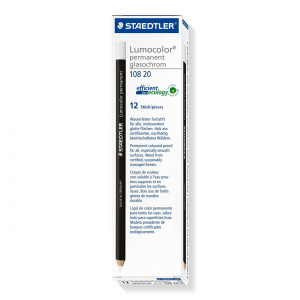 MATITA LUMOCOLORÂ® PERMANENTE GLASOCHROM BIANCO STAEDTLER COD. 10820-0 CONFEZIONE DA 12