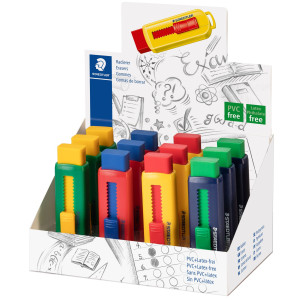GOMMA A SCORRIMENTO STAEDTLERÂ® ERASER INVOLUCRO COLORI VIVACI ASSORTITI COD. 525 PS1 S CONFEZIONE DA 12