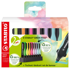 DESKSET 8 EVIDENZIATORI STABILOÂ® GREEN BOSSÂ® 83RECYCLED COD. 6070/08-5