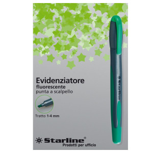 EVIDENZIATORE STARLINE VERDE P.SCALPELLO 1-4MM COD. STL1639. CONFEZIONE DA 12
