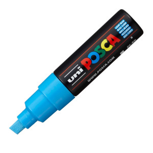 MARCATORE UNI POSCA PC8K P.SCALPELLO 8MM AZZURRO UNI MITSUBISHI COD. M PC8K AZ