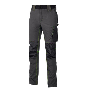 PANTALONI DA LAVORO ATOM TAGLIA L GRIGIO/VERDE U-POWER COD. PE145RL-L