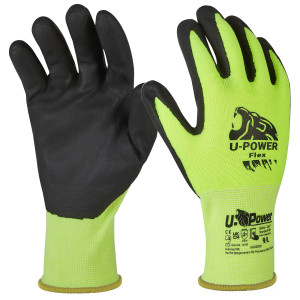 GUANTI DI PROTEZIONE FLEX TAGLIA 08 VERDE FLUO NERO C/POLSINO GIALLO U-POWER COD. UG00005-08