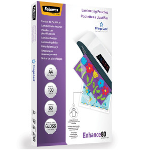 SCATOLA 100 POUCHES ENHANCE80 80MIC A4 FELLOWES COD. 5306114