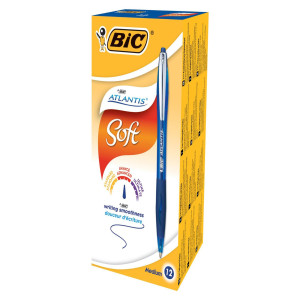 SCATOLA 12 PENNE SFERA SCATTO BICÂ®ATLANTIS PREMIUM CLIP METAL 1,0MM BLU COD. 9021322