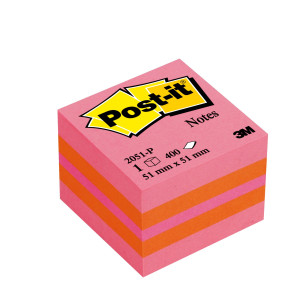 BLOCCO MINICUBO 400FOGLIETTI POST-IT 51X51MM 2051-P ROSA/ARANCIO COD. 7100172395