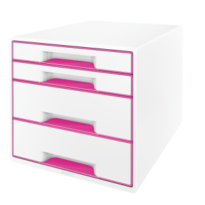 CASSETTIERA 4 CASSETTI BIANCO/FUXIA LEITZ CUBE COD. 52132023