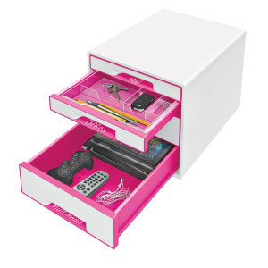 CASSETTIERA 4 CASSETTI BIANCO/FUXIA LEITZ CUBE COD. 52132023