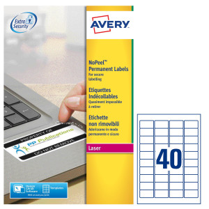 POLIESTERE ADESIVO L6145 BIANCO ANTIM. 20FG A4 45,7X25,4MM(40ET/FG LASER AVERY COD. L6145-20