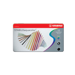 ASTUCCIO METALLO 12 PASTELLI STABILO AQUACOLOR 1612 COD. 1612-5