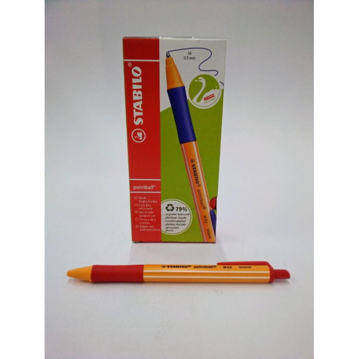 PENNA A SFERA A SCATTO POINTBALL GREEN STABILO 0,5MM ROSSO COD