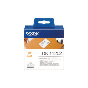 ROTOLO 300 ETICHETTE 62X100MM NERO/BIANCO IN CARTA COD. DK-11202