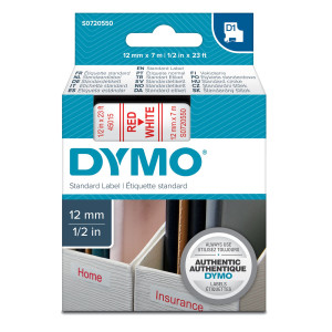 NASTRO DYMO TIPO D1 (12MMX7M) ROSSO/BIANCO 450150 COD. S0720550