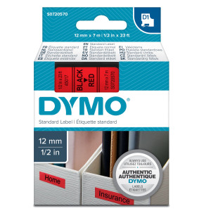 NASTRO DYMO TIPO D1 (12MMX7M) NERO/ROSSO 450170 COD. S0720570