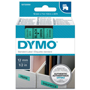 NASTRO DYMO TIPO D1 (12MMX7M) NERO/VERDE 450190 COD. S0720590