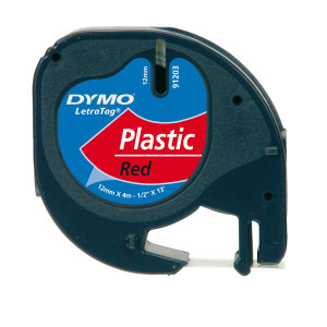 NASTRO IN PLASTICA DYMO LETRATAG 12MMX4M ROSSO 912030 COD. S0721630