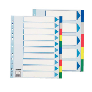 SEPARATORE NEUTRO IN PPL 10 TASTI COLORATI F.TO A4 MAXI 24,5X29,7CM ESSELTE COD. 15267