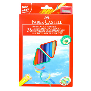 ASTUCCIO 36 PASTELLI COLORATI TRIANGOLARI ECO + TEMPERINO FABER CASTELL COD. 120536