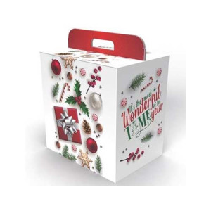 SCATOLA NATALIZIA MANIGLIATA BIANCO NATALE 33x24x34 - 200S/V096