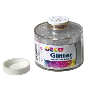 BARATTOLO GLITTER GRANA FINE ML150 ARGENTO ART 130/100 DECO COD. 130/100/2