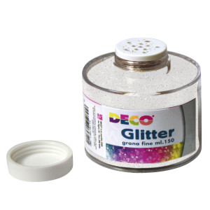 BARATTOLO GLITTER GRANA FINE ML150 BIANCO/IRIDE ART 130/100 DECO COD. 130/100/8