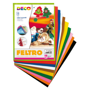 FELTRO COLORATO 21X30CM COLORI ASSORTITI CONF.10 FOGLI DECO COD. 07653