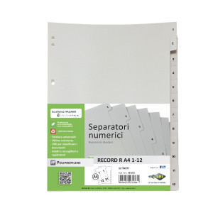 SEPARATORE NUMERICO 1-12 PPL 21X29,7 RECORD RA4 1-12 SEI COD. 581201