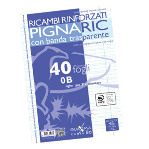 RICAMBIO FORATI RINFORZATI A4 RIGO DI 3 40FG 80GR PIGNARIC COD. 0219459B