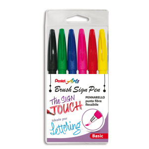 PENNARELLI PENTEL BRUSH 6 COLORI ASS. COD. 0022050