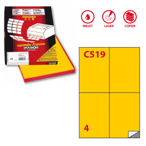 ETICHETTA ADESIVA C/519 GIALLO 100FG A4 105X148,5MM (4ET/FG MARKIN COD. X210C519GI