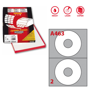 ETICHETTA ADESIVA A/463 BIANCA 100FG X CD D117,5MM FORO41MM (2ET/FG MARKIN COD. X210A463