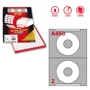 ETICHETTA ADESIVA A/460 BIANCA 100FG A4 X CD D114,5MM FORO 41MM (2ET/FG MARKIN COD. X210A460