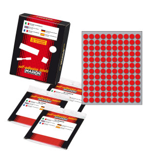 ETICHETTA ADESIVA ROSSO TONDA D10MM (10FOGLI X 120ETICHETTE MARKIN COD. 10004RO