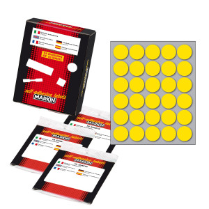 ETICHETTA ADESIVA GIALLO TONDA D22MM (10FOGLI X 30ETICHETTE MARKIN COD. 10007GI