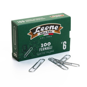 SCATOLA 100 FERMAGLI N.6 MM58 ZINCATI ANTIRUGGINE LEONE COD. FZ6 CONFEZIONE DA 10