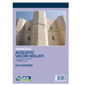 BLOCCO DISTINTA ACQUISTO CARTE VALORI 50/50COPIE AUTOR. DU1649C0000 COD. DU1649C0000