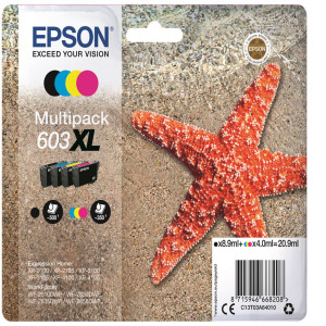 CARTUCCE DI INCHIOSTRO EPSON MULTIPACK BK/C/M/Y XL SERIE 603 STELLA MARINA COD. C13T03A64010