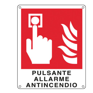 CARTELLO ALLUMINIO 12X14,5CM 'PULSANTE ALLARME ANTINCENDIO'' COD. E20174K