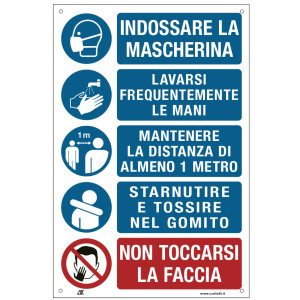 CARTELLO ALLUMINIO 20X30CM CON DISPOSIZIONI IGIENICHE GENERALI COD. 35325