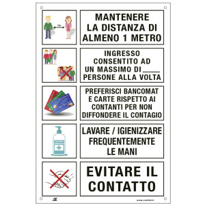 CARTELLO ALLUMINIO 33,3X47CM CON DISPOSIZIONI COMPORTAMENTALI GENERALI COD. 3697