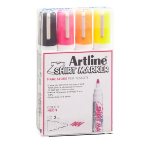 AST. 4 MARCATORI PER TESSUTO P. TONDA 2.0MM NERO/FUCSIA/GIALLO/ARANCIO ARTLINE COD. A EKT2/4W1