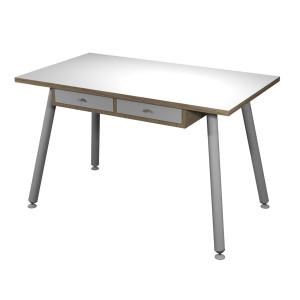 POSTAZIONE HOME-OFFICE CON SOTTOPIANO 120X60XH74,4CM GAMBE METAL BIANCO/ROVERE