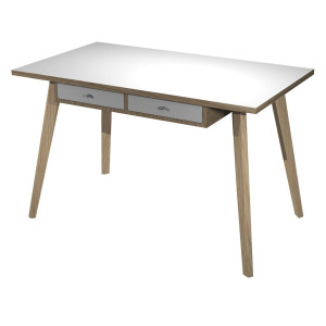 POSTAZIONE HOME-OFFICE CON SOTTOPIANO 120X60XH74,4CM GAMBE LEGNO BIANCO/ROVERE