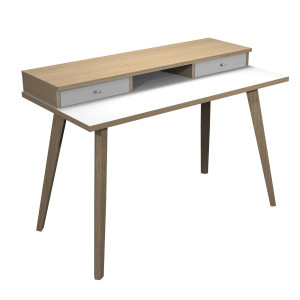 POSTAZIONE HOME-OFFICE CON SOPRALZO 120X60XH74,4CM GAMBE LEGNO BIANCO/ROVERE